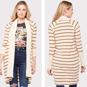 CHASER | long striped open front cardigan